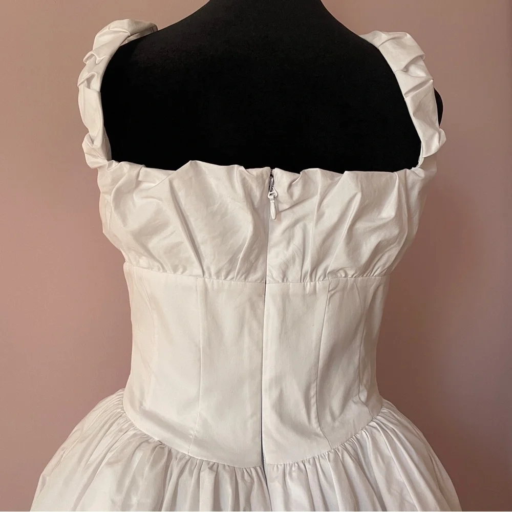 House of CB- Le Puff White Cotton Tulle Mini Dress Square Neck Romantic Size M